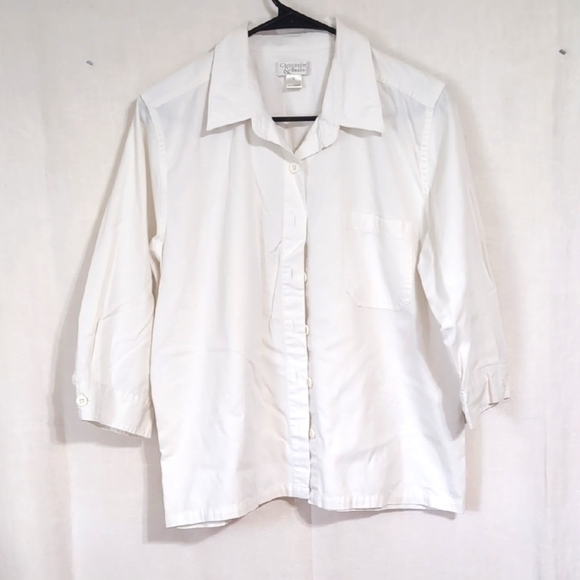 Christopher & Banks Off-White 3/4 Sleeve Button Up Size Large - Picture 1 of 5